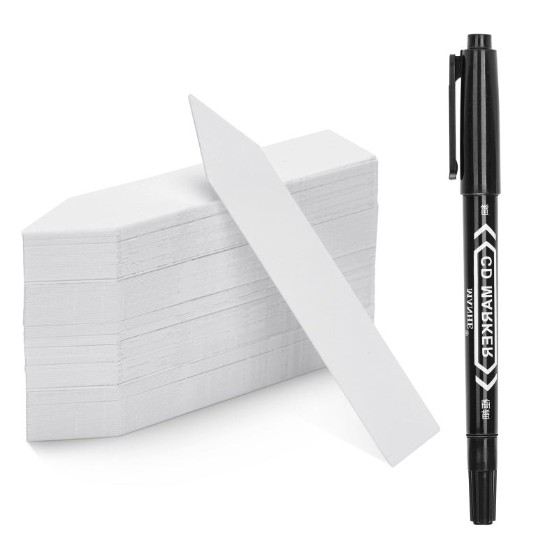 KINGLAKE 100 Pcs 4 Inch Plastic Plant Garden Labels Pot Marker Nursery Garden Stake Tags White - Image 1